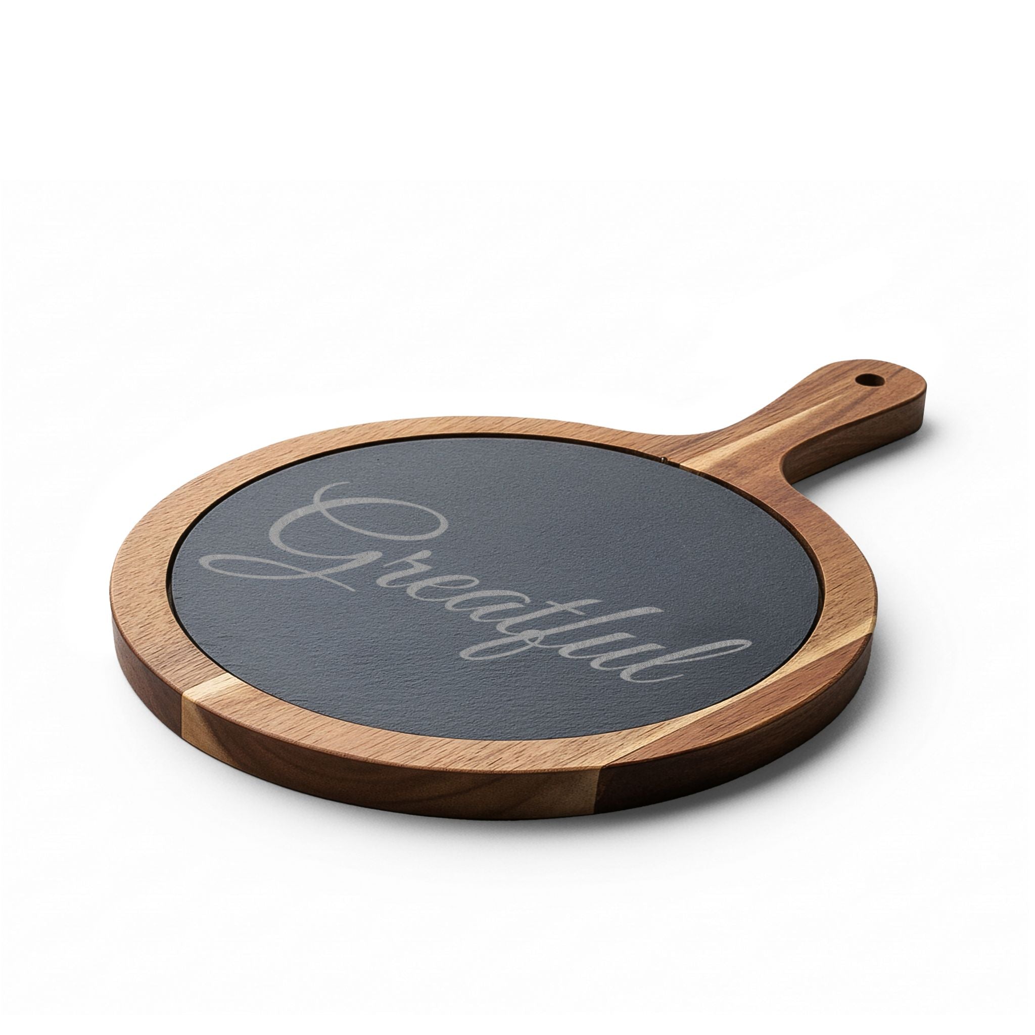 Engraved Acacia Charcuterie Board with Slate Inlay & Cheese Tools